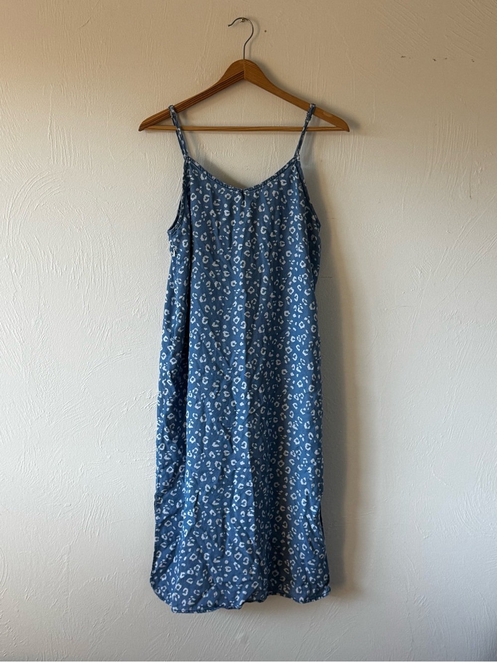 Thread & Supply Blue Printed Midi Slip Dress